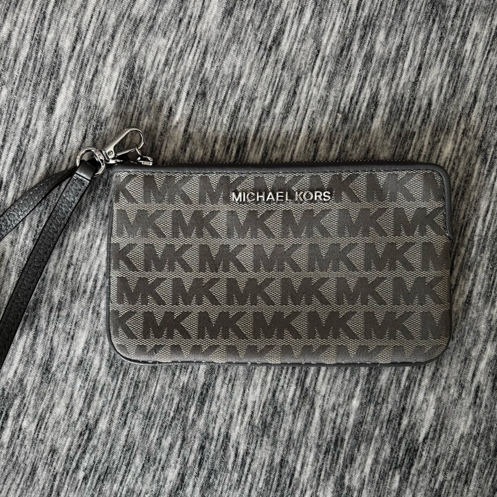Michael Kors Monogram Dark Gray Wristlet